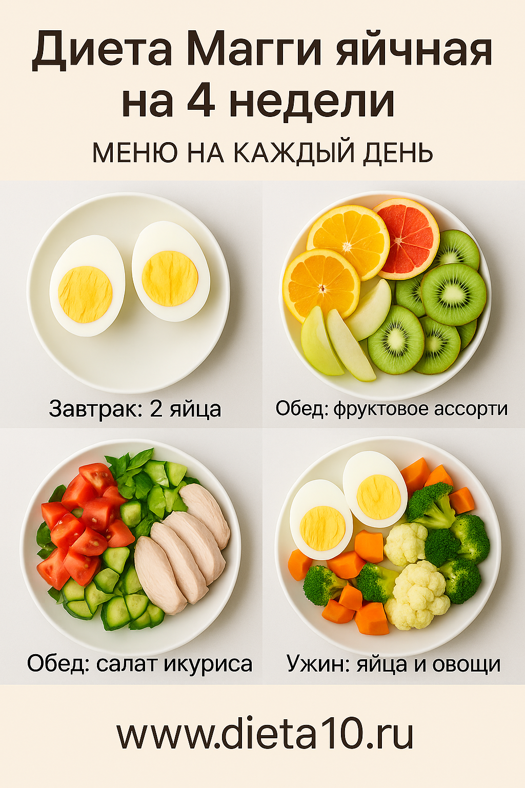 Диета Магги яичная на 4 недели - меню на каждый день